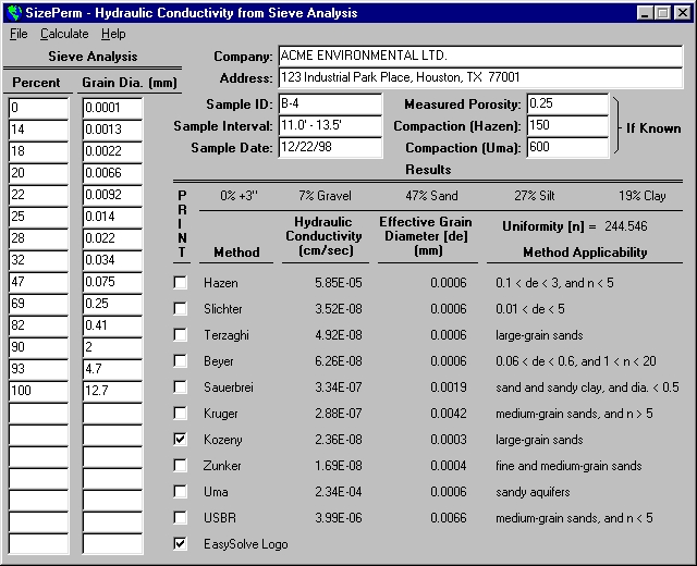 Hydraulic Conductivity Software